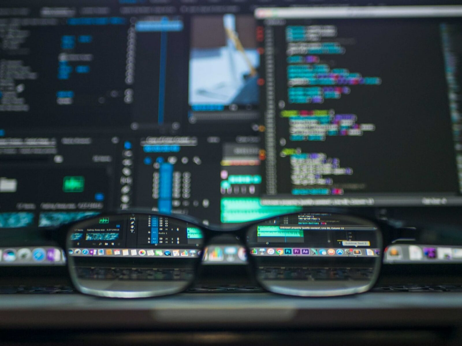 glasses on keyboard